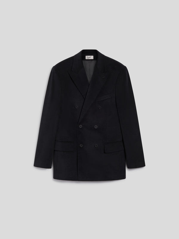 MEN'S DOUBLE-BREASTED BLAZER WITH PEAKED LAPELS REGULAR FIT IN VELVET BLACK - BLACK - Men′s Blazers | Pence 1979