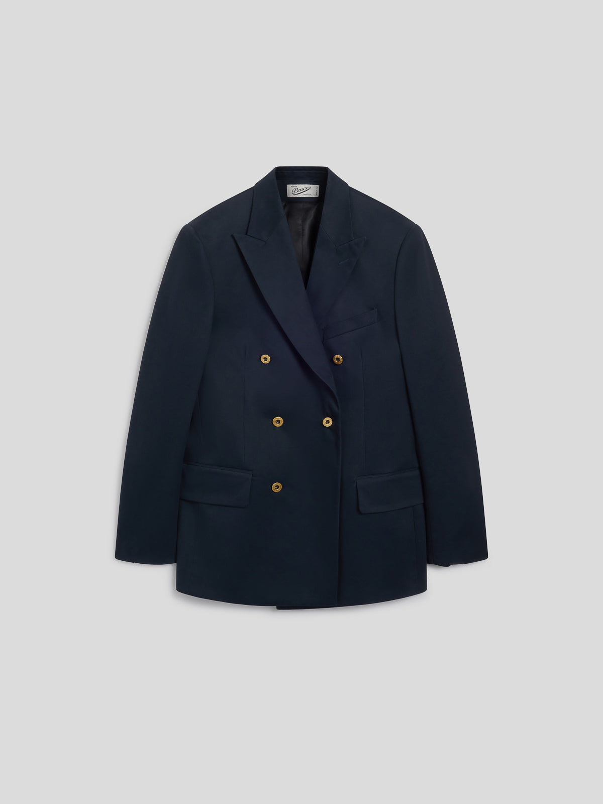 MEN'S DOUBLE-BREASTED BLAZER WITH PEAKED LAPELS REGULAR FIT IN COTTON SATIN BLUE