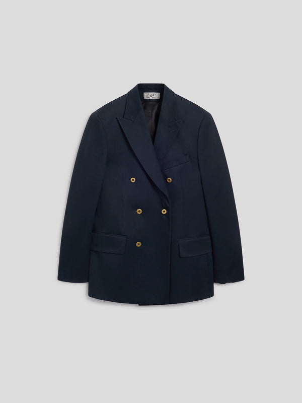 MEN'S DOUBLE-BREASTED BLAZER WITH PEAKED LAPELS REGULAR FIT IN COTTON SATIN BLUE - BLUE - Men′s Blazers | Pence 1979