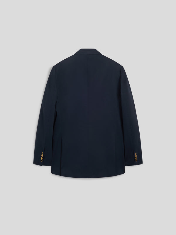 MEN'S DOUBLE-BREASTED BLAZER WITH PEAKED LAPELS REGULAR FIT IN COTTON SATIN BLUE - BLUE - Men′s Blazers | Pence 1979