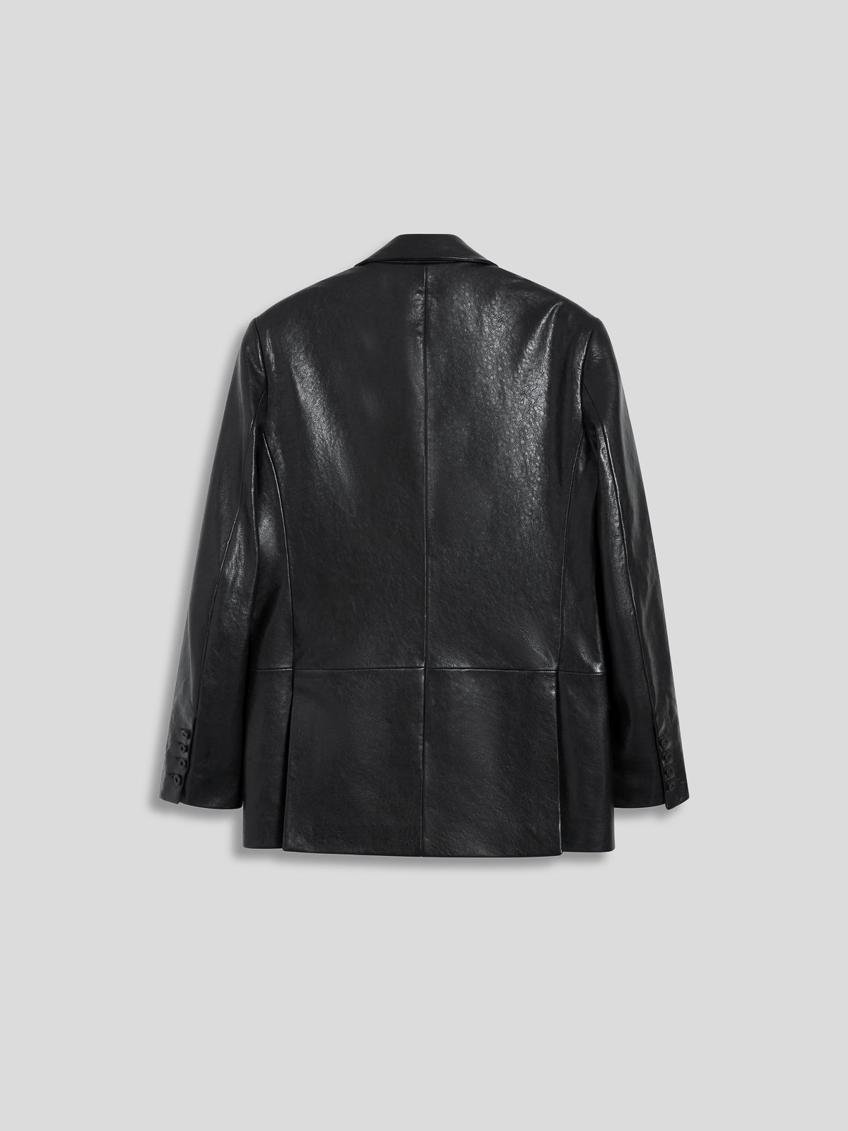 MEN'S DOUBLE-BREASTED BLAZER WITH PEAKED LAPELS REGULAR FIT IN LAMB LEATHER BLACK