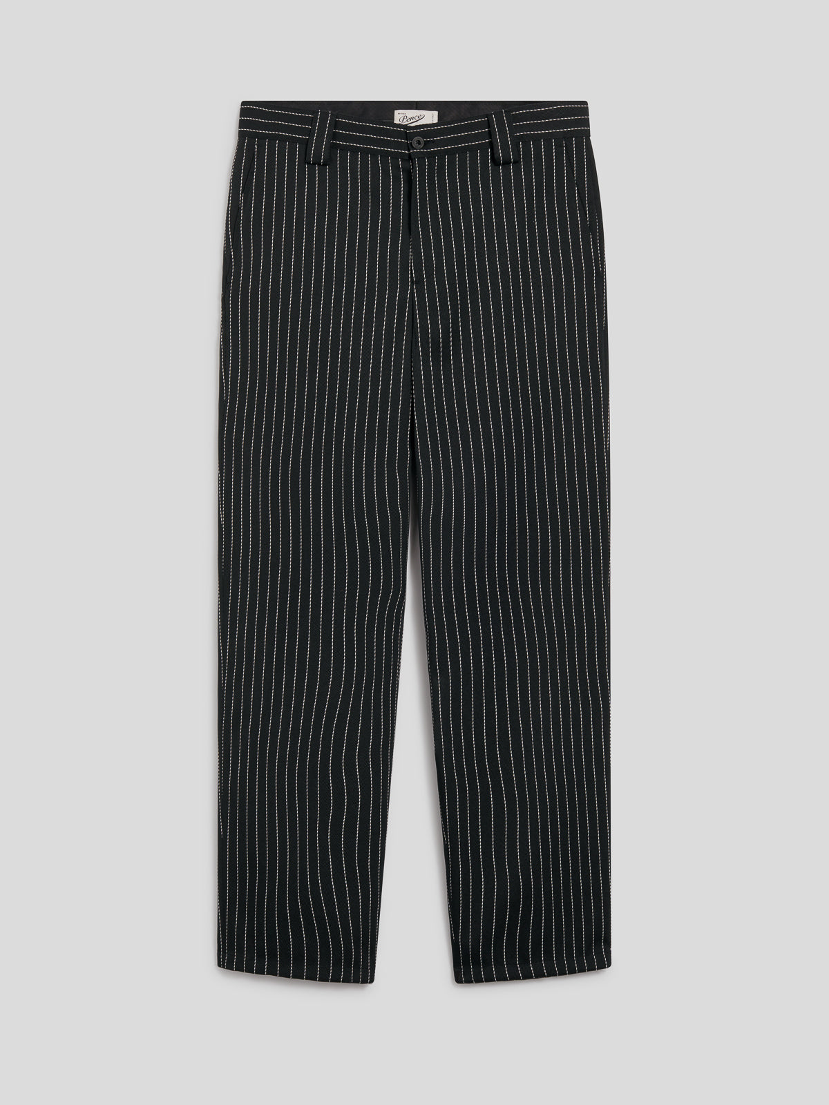 MEN'S REGULAR FIT CHINOS IN PINSTRIPE BLACK BASE WHITE STRIPES