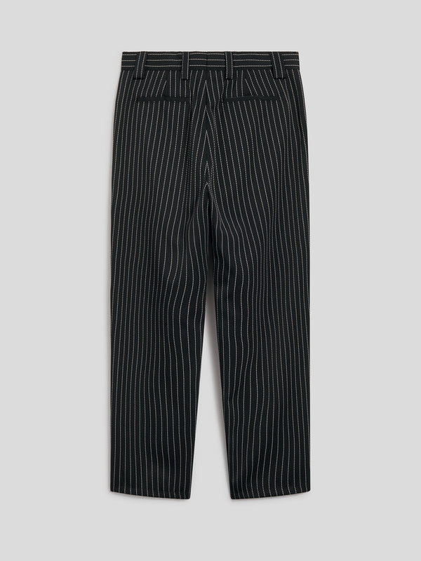 MEN'S REGULAR FIT CHINOS IN PINSTRIPE BLACK BASE WHITE STRIPES - BLACK/WHITE PINSTRIPE - Men′s Bottomwear | Pence 1979