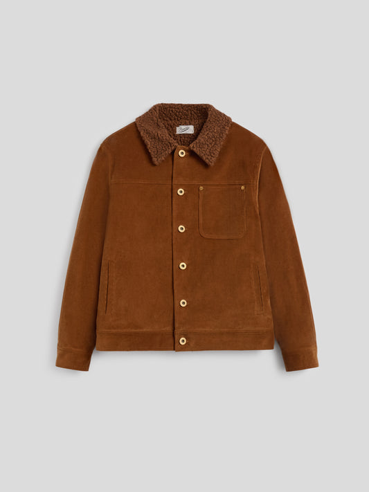 MEN'S RELAXED FIT CORDUROY JACKET WITH TEDDY LINING DARK CARAMEL - DARK CARAMEL - Men′s Clothing  | Pence 1979