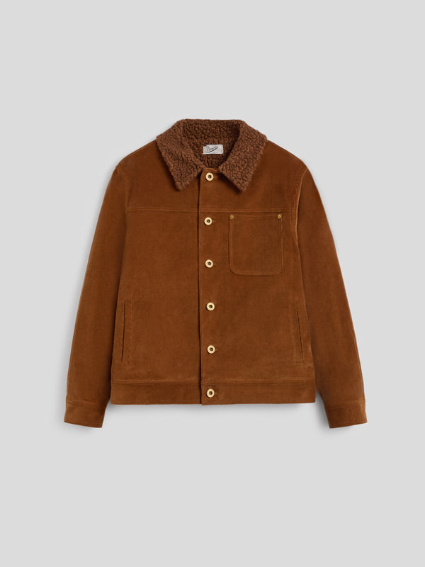MEN'S RELAXED FIT CORDUROY JACKET WITH TEDDY LINING DARK CARAMEL - DARK CARAMEL - Men′s Clothing  | Pence 1979