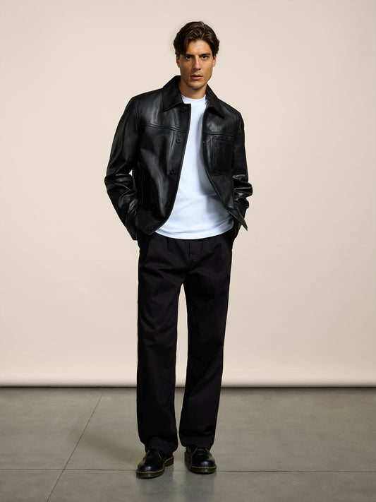 MEN'S JACKET REGULAR FIT IN LAMB LEATHER BLACK - BLACK - Men′s Clothing  | Pence 1979