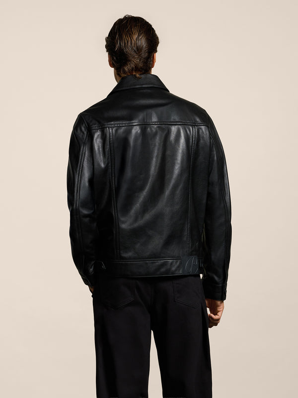 MEN'S JACKET REGULAR FIT IN LAMB LEATHER BLACK - BLACK - Men′s Clothing  | Pence 1979