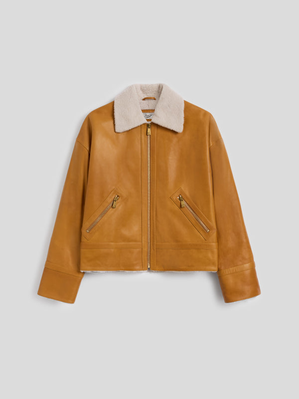 MEN'S COMFORT FIT JACKET WITH SHEARLING LINING CARAMEL - CARAMEL - Men′s Clothing  | Pence 1979