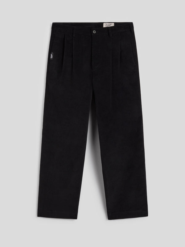 MEN'S CHINOS WITH DOUBLE PLEATS RELAXED FIT IN CORDUROY BLACK - BLACK - Men′s Bottomwear | Pence 1979