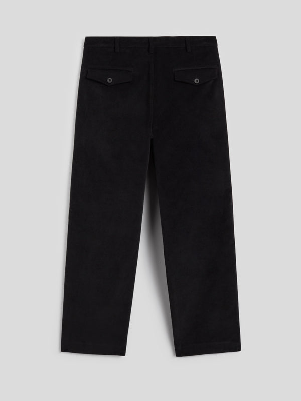 MEN'S CHINOS WITH DOUBLE PLEATS RELAXED FIT IN CORDUROY BLACK - BLACK - Men′s Bottomwear | Pence 1979