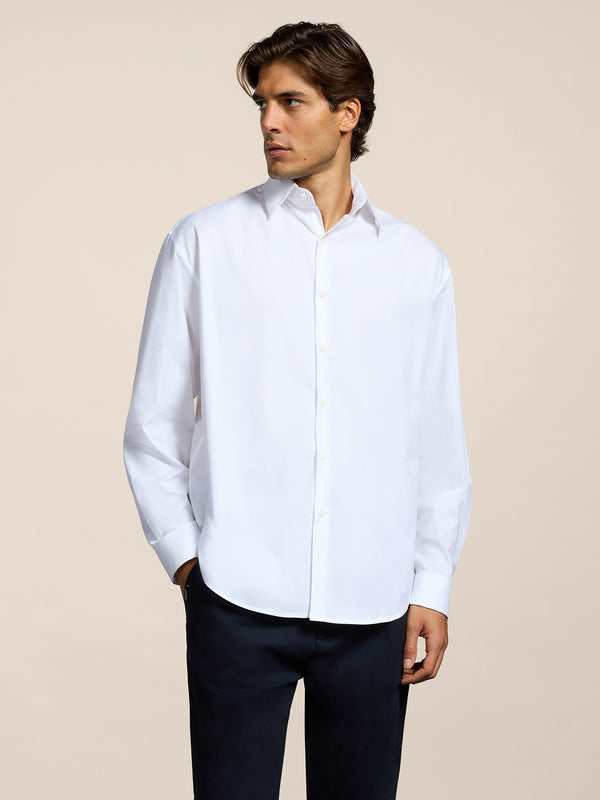 MEN'S SHIRT IN COTTON POPLIN REGULAR FIT WHITE - WHITE - Men′s Clothing  | Pence 1979