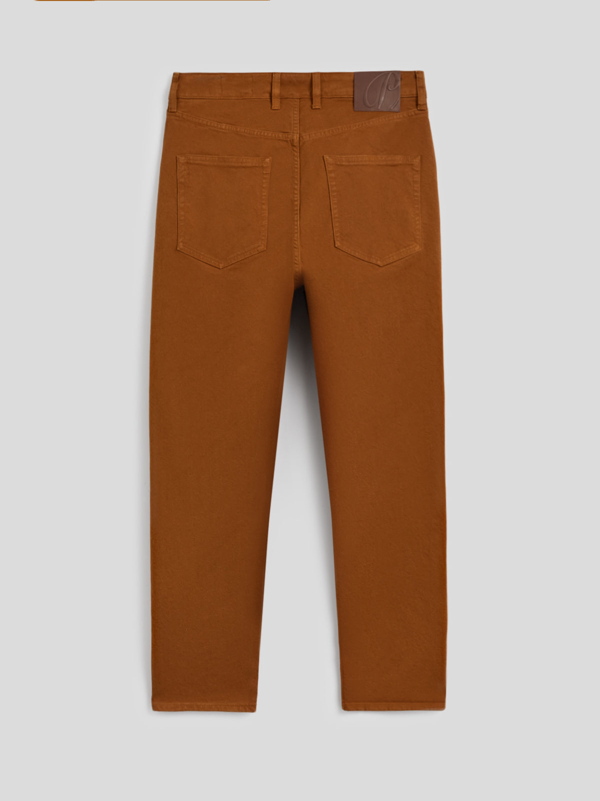 MEN'S 5 POCKET PANT IN COMFORT COTTON BULL FABRIC GARMENT DYED TOBACCO COLOR CARROT FIT
