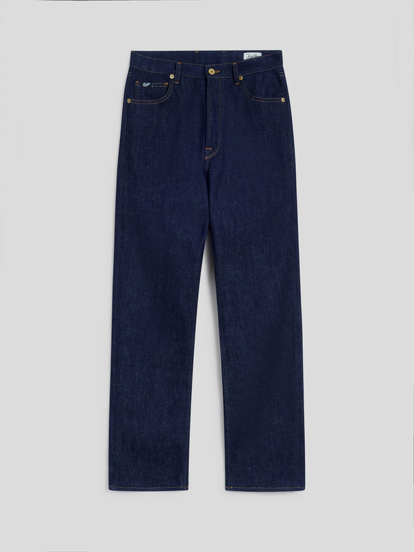 MEN'S 5 POCKET PANT IN BLUE COMFORT DENIM CARROT FIT - DARK DENIM BLUE  - Men′s Bottomwear | Pence 1979