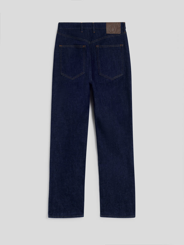 MEN'S 5 POCKET PANT IN BLUE COMFORT DENIM CARROT FIT - DARK DENIM BLUE  - Men′s Bottomwear | Pence 1979