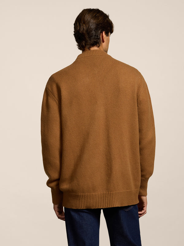 MEN'S KNITTED BOMBER OVER FIT IN CASHMERE WOOL TOBACCO - LIGHT TOBACCO - Men′s Clothing  | Pence 1979