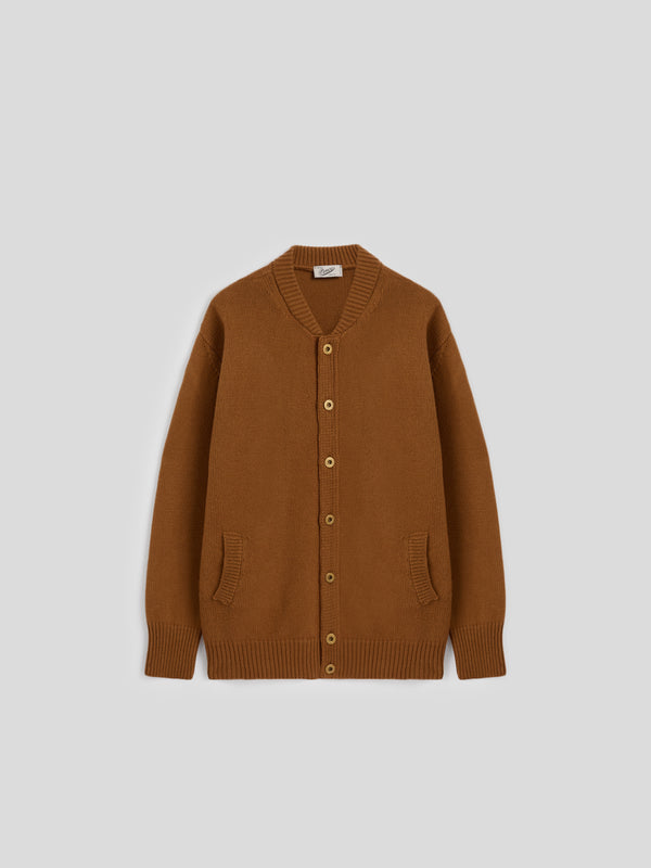 MEN'S KNITTED BOMBER OVER FIT IN CASHMERE WOOL TOBACCO - LIGHT TOBACCO - Men′s Clothing  | Pence 1979