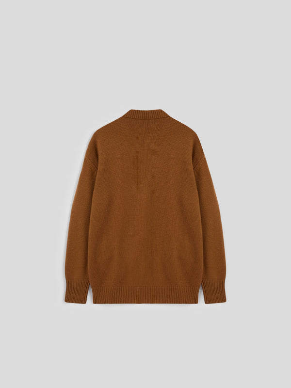 MEN'S KNITTED BOMBER OVER FIT IN CASHMERE WOOL TOBACCO - LIGHT TOBACCO - Men′s Clothing  | Pence 1979