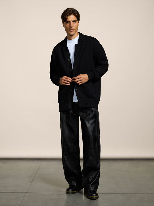 MEN'S KNITTED BOMBER OVER FIT IN CASHMERE WOOL BLACK  - BLACK - Men′s Clothing  | Pence 1979