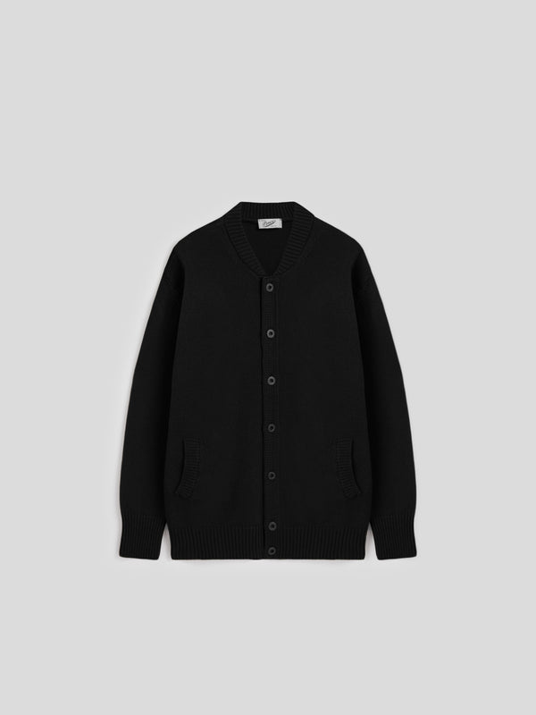 MEN'S KNITTED BOMBER OVER FIT IN CASHMERE WOOL BLACK  - BLACK - Men′s Clothing  | Pence 1979