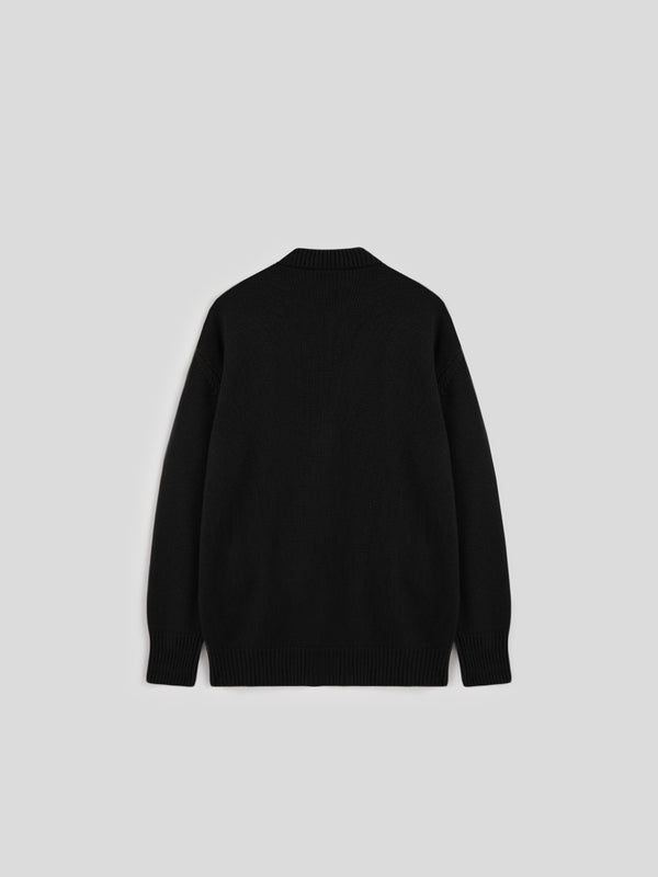 MEN'S KNITTED BOMBER OVER FIT IN CASHMERE WOOL BLACK  - BLACK - Men′s Clothing  | Pence 1979