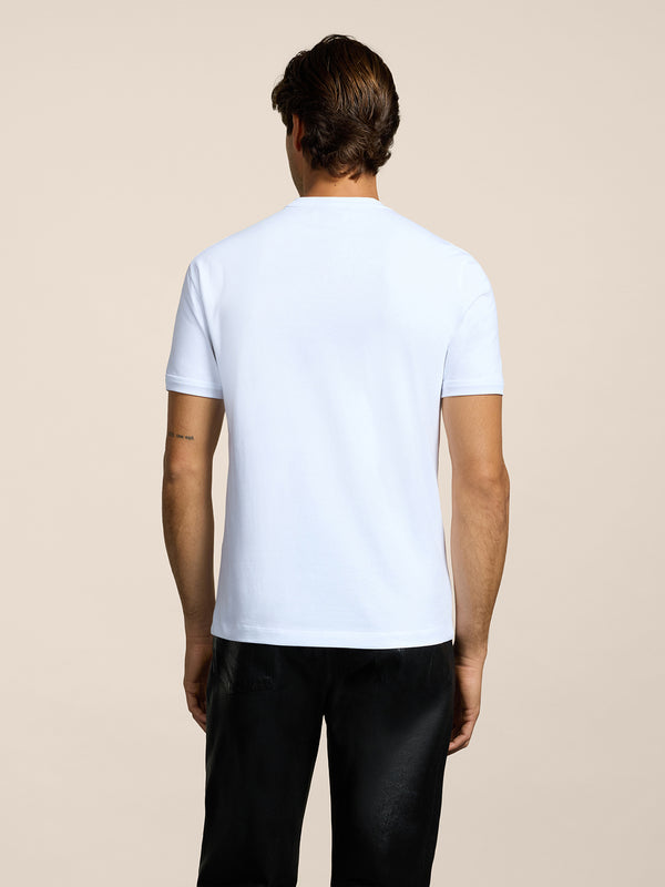 MEN'S CREW NECK COTTON T-SHIRT SHORT SLEEVES SLIM FIT WITH EMBROIDERED CHEST LOGO WHITE  - WHITE - Men′s Clothing  | Pence 1979