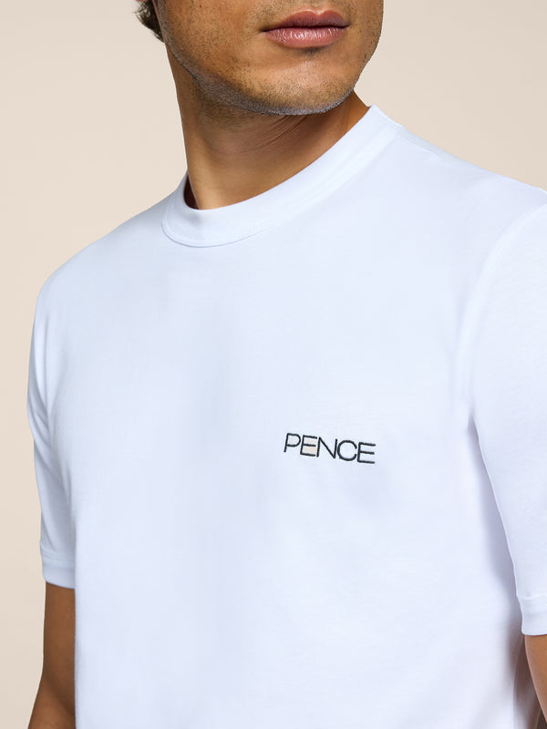 MEN'S CREW NECK COTTON T-SHIRT SHORT SLEEVES SLIM FIT WITH EMBROIDERED CHEST LOGO WHITE  - WHITE - Men′s Clothing  | Pence 1979