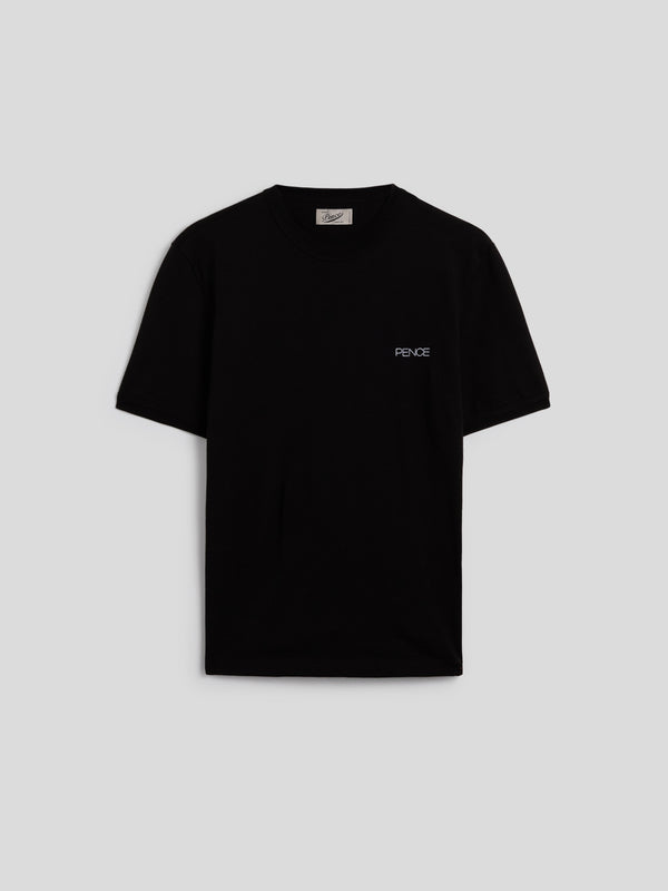 MEN'S CREW NECK COTTON T-SHIRT SHORT SLEEVES SLIM FIT WITH EMBROIDERED CHEST LOGO BLACK - BLACK - Men′s Clothing  | Pence 1979