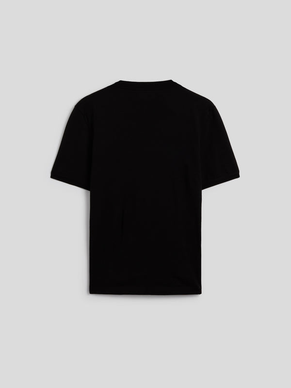 MEN'S CREW NECK COTTON T-SHIRT SHORT SLEEVES SLIM FIT WITH EMBROIDERED CHEST LOGO BLACK - BLACK - Men′s Clothing  | Pence 1979