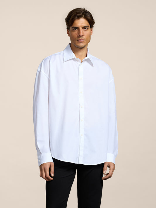 MEN'S SHIRT IN COTTON POPLIN OVER FIT WHITE COLOR - WHITE - Men′s Clothing  | Pence 1979