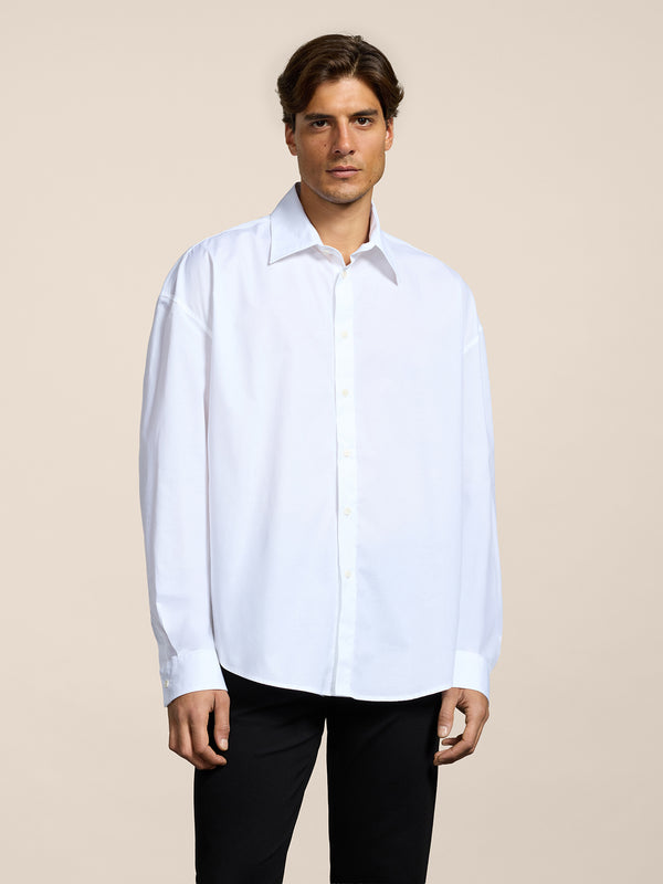 MEN'S SHIRT IN COTTON POPLIN OVER FIT WHITE COLOR - WHITE - Men′s Clothing  | Pence 1979
