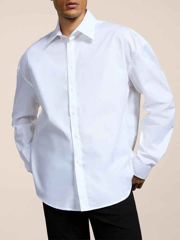 MEN'S SHIRT IN COTTON POPLIN OVER FIT WHITE COLOR - WHITE - Men′s Clothing  | Pence 1979