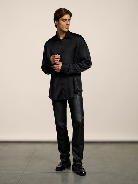 MEN'S REGULAR FIT VISCOSE SHIRT BLACK - BLACK - Men′s Clothing  | Pence 1979