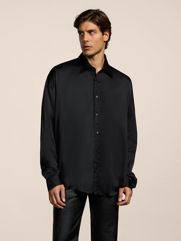 MEN'S REGULAR FIT VISCOSE SHIRT BLACK - BLACK - Men′s Clothing  | Pence 1979