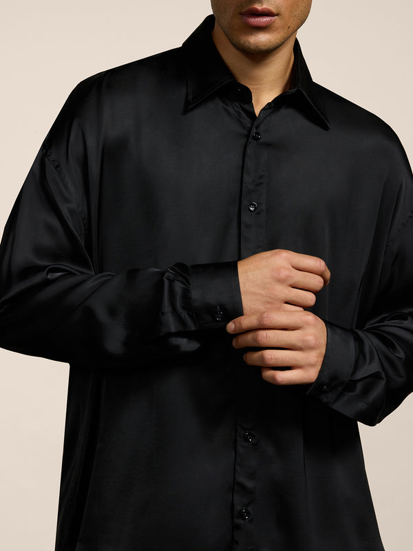 MEN'S REGULAR FIT VISCOSE SHIRT BLACK - BLACK - Men′s Clothing  | Pence 1979
