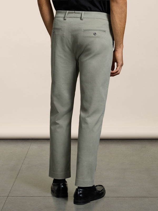 MEN'S CHINOS WITH ONE PLEAT REGULAR FIT IN COMFORT COTTON GREY  - GREY - Men′s Bottomwear | Pence 1979