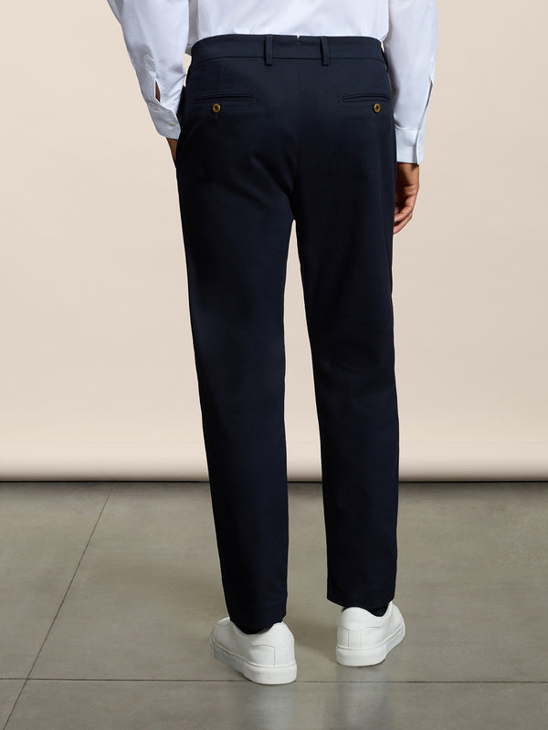 MEN'S CHINOS WITH ONE PINCES REGULAR FIT IN COTTON SATIN BLUE - BLUE - Men′s Bottomwear | Pence 1979