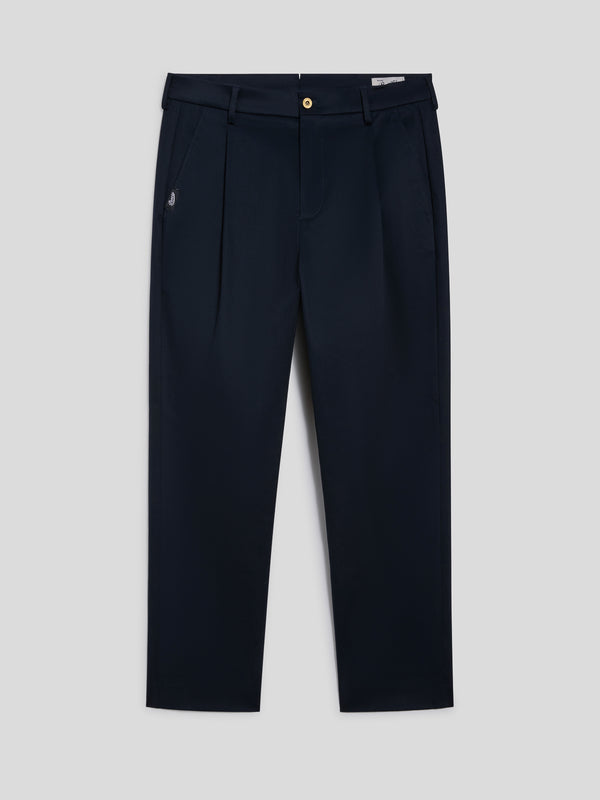 MEN'S CHINOS WITH ONE PINCES REGULAR FIT IN COTTON SATIN BLUE - BLUE - Men′s Bottomwear | Pence 1979