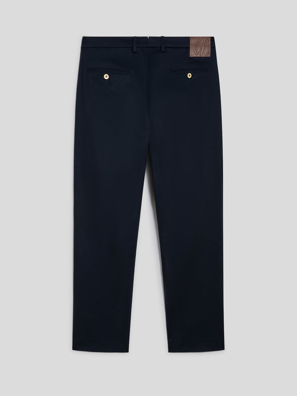 MEN'S CHINOS WITH ONE PINCES REGULAR FIT IN COTTON SATIN BLUE - BLUE - Men′s Bottomwear | Pence 1979