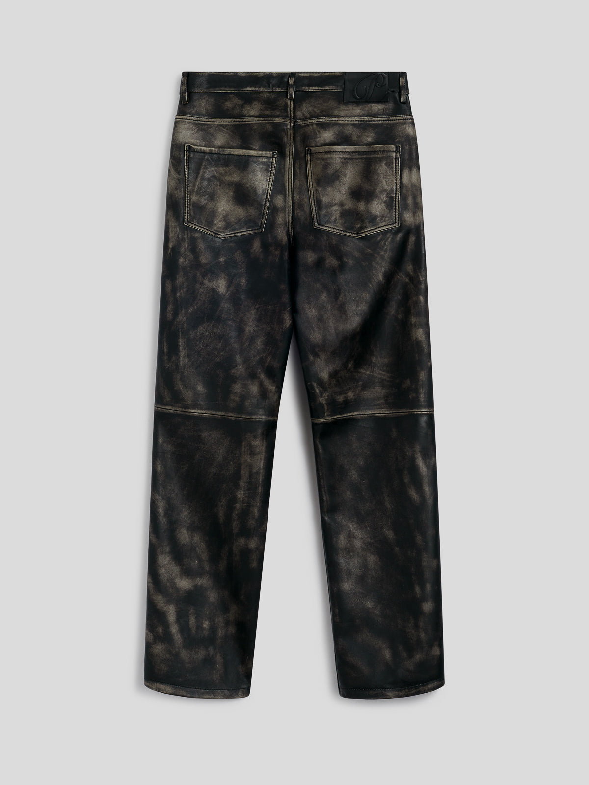MEN'S 5 POCKET LOOSE FIT PANT IN LAMB LEATHER WITH USED TREATMENT BLACK