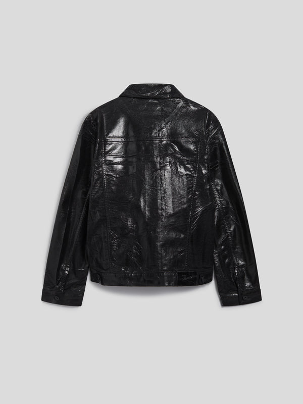UNISEX OVER FIT DENIM JACKET WITH METALLIC COATING BLACK - BLACK - Men′s Clothing  | Pence 1979