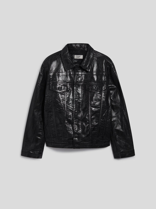 UNISEX OVER FIT DENIM JACKET WITH METALLIC COATING BLACK - BLACK - Men′s Clothing  | Pence 1979