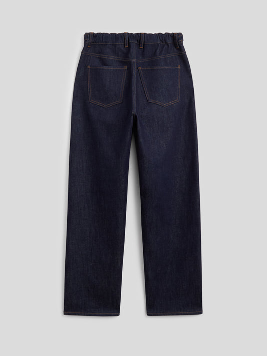 UNISEX 5 POCKET PANT IN DARK BLUE COMFORT DENIM RELAXED FIT - DARK DENIM BLUE  - Men′s Bottomwear | Pence 1979