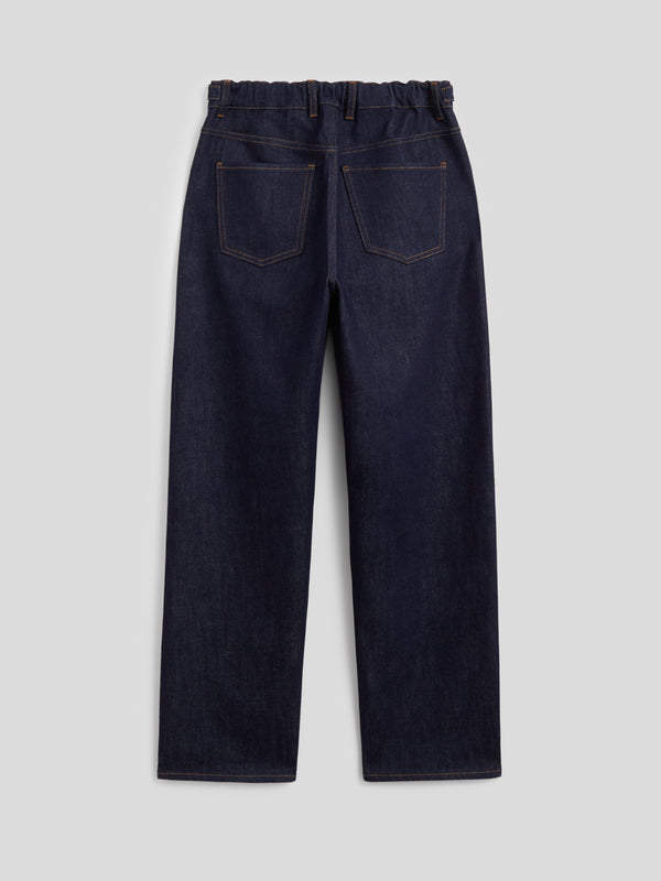 UNISEX 5 POCKET PANT IN DARK BLUE COMFORT DENIM RELAXED FIT - DARK DENIM BLUE  - Men′s Bottomwear | Pence 1979