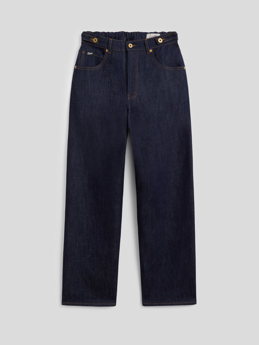 UNISEX 5 POCKET PANT IN DARK BLUE COMFORT DENIM RELAXED FIT - DARK DENIM BLUE  - Men′s Bottomwear | Pence 1979