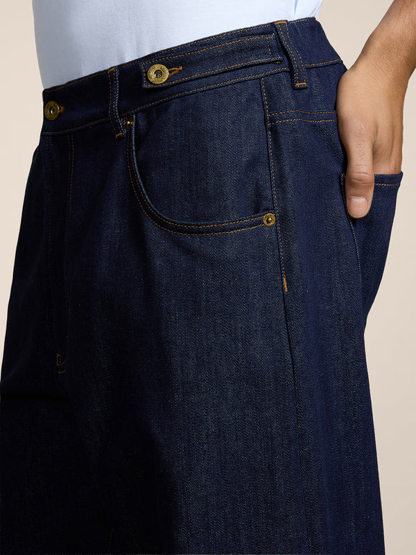 UNISEX 5 POCKET PANT IN DARK BLUE COMFORT DENIM RELAXED FIT - DARK DENIM BLUE  - Men′s Bottomwear | Pence 1979