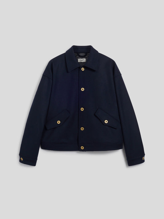 UNISEX OVER FIT WOOL CLOTH JACKET WITH ELASTIC HEM BLUE - BLUE - Men′s Clothing  | Pence 1979