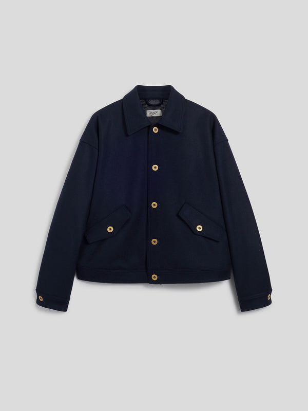 UNISEX OVER FIT WOOL CLOTH JACKET WITH ELASTIC HEM BLUE - BLUE - Men′s Clothing  | Pence 1979