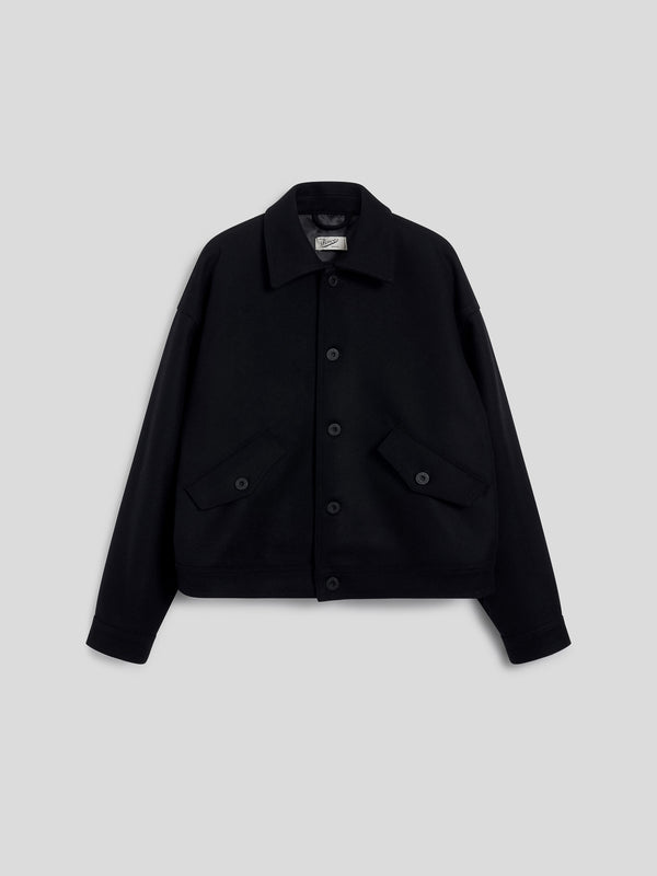 UNISEX OVER FIT WOOL CLOTH JACKET WITH ELASTIC HEM BLACK - BLACK - Men′s Clothing  | Pence 1979