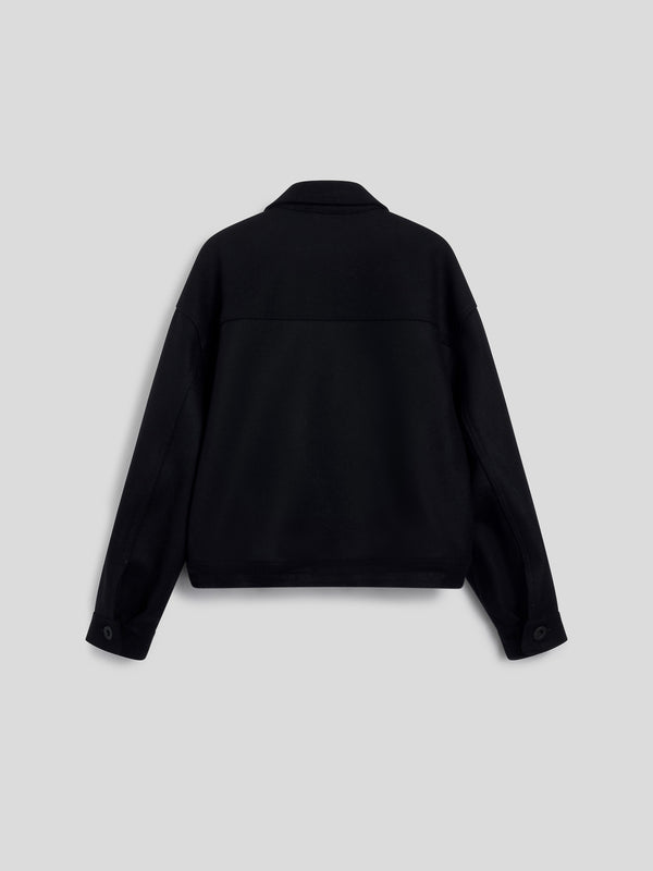 UNISEX OVER FIT WOOL CLOTH JACKET WITH ELASTIC HEM BLACK - BLACK - Men′s Clothing  | Pence 1979