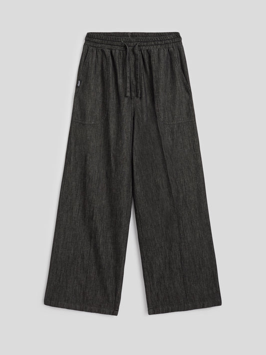 UNISEX JOGGER PANT IN CHAMBRAY OVER FIT BLACK - BLACK - Men′s Bottomwear | Pence 1979